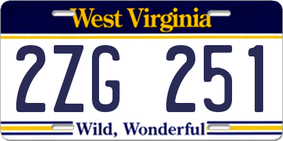 WV license plate 2ZG251