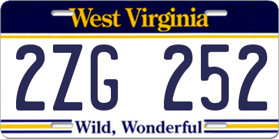 WV license plate 2ZG252