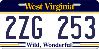 WV license plate 2ZG253