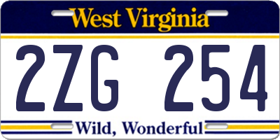 WV license plate 2ZG254