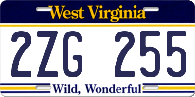 WV license plate 2ZG255