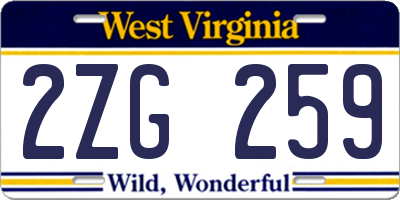WV license plate 2ZG259