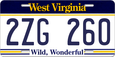 WV license plate 2ZG260