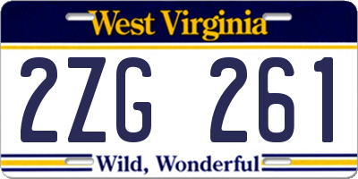 WV license plate 2ZG261