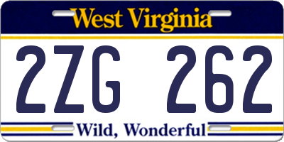 WV license plate 2ZG262