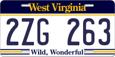 WV license plate 2ZG263
