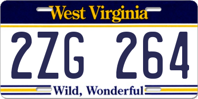 WV license plate 2ZG264