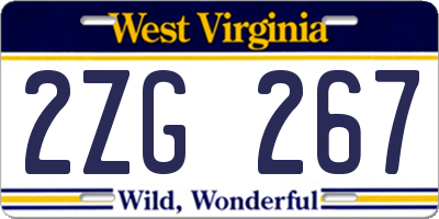 WV license plate 2ZG267