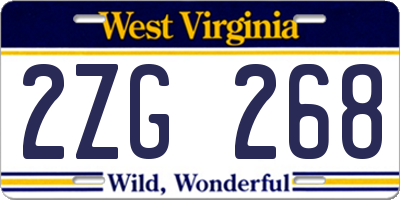 WV license plate 2ZG268