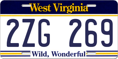 WV license plate 2ZG269