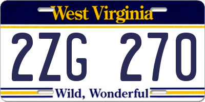 WV license plate 2ZG270