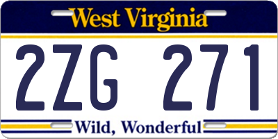 WV license plate 2ZG271