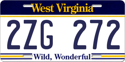 WV license plate 2ZG272