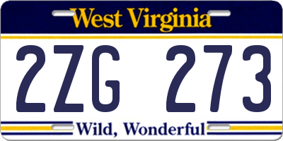 WV license plate 2ZG273