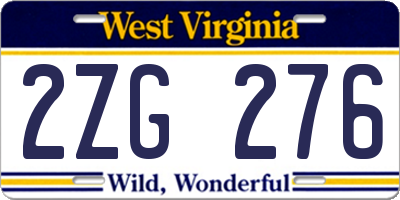 WV license plate 2ZG276