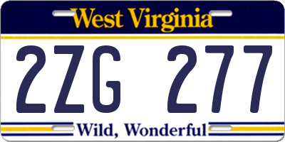 WV license plate 2ZG277