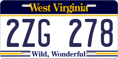 WV license plate 2ZG278