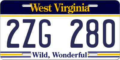 WV license plate 2ZG280