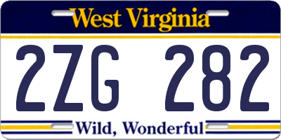 WV license plate 2ZG282