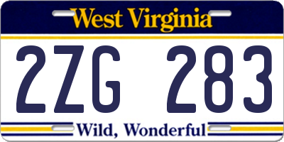 WV license plate 2ZG283