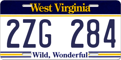 WV license plate 2ZG284