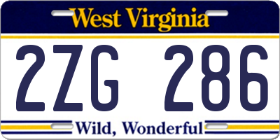 WV license plate 2ZG286