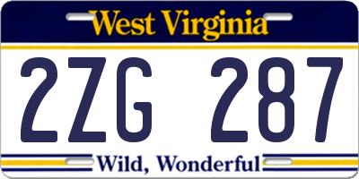 WV license plate 2ZG287