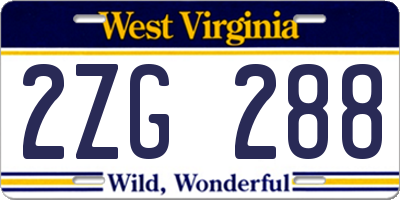 WV license plate 2ZG288