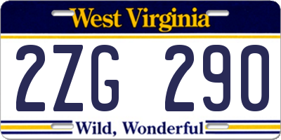 WV license plate 2ZG290