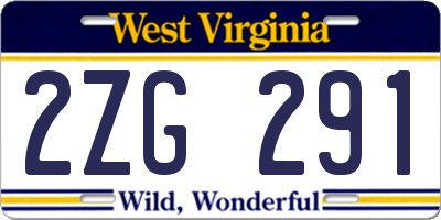 WV license plate 2ZG291