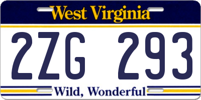 WV license plate 2ZG293