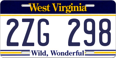 WV license plate 2ZG298