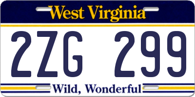 WV license plate 2ZG299