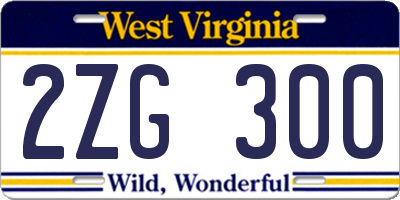 WV license plate 2ZG300