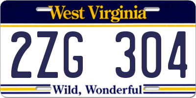 WV license plate 2ZG304