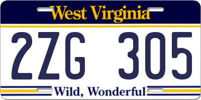 WV license plate 2ZG305