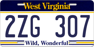 WV license plate 2ZG307