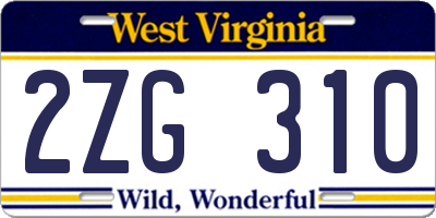 WV license plate 2ZG310