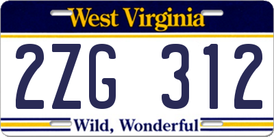 WV license plate 2ZG312