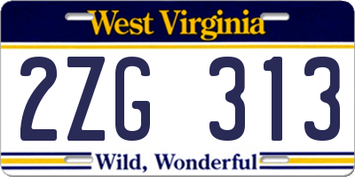WV license plate 2ZG313