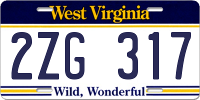 WV license plate 2ZG317