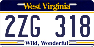 WV license plate 2ZG318