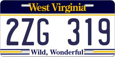 WV license plate 2ZG319