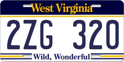WV license plate 2ZG320