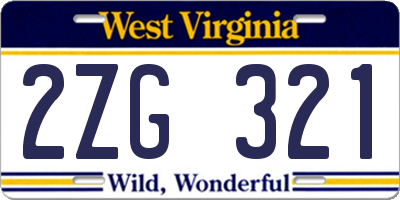 WV license plate 2ZG321