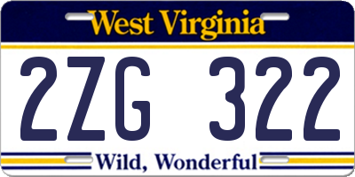 WV license plate 2ZG322