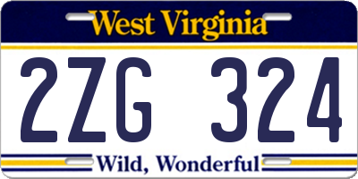 WV license plate 2ZG324