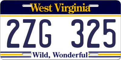 WV license plate 2ZG325
