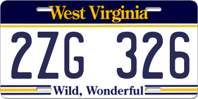 WV license plate 2ZG326
