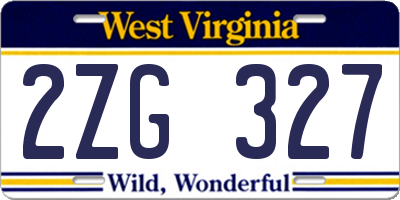 WV license plate 2ZG327